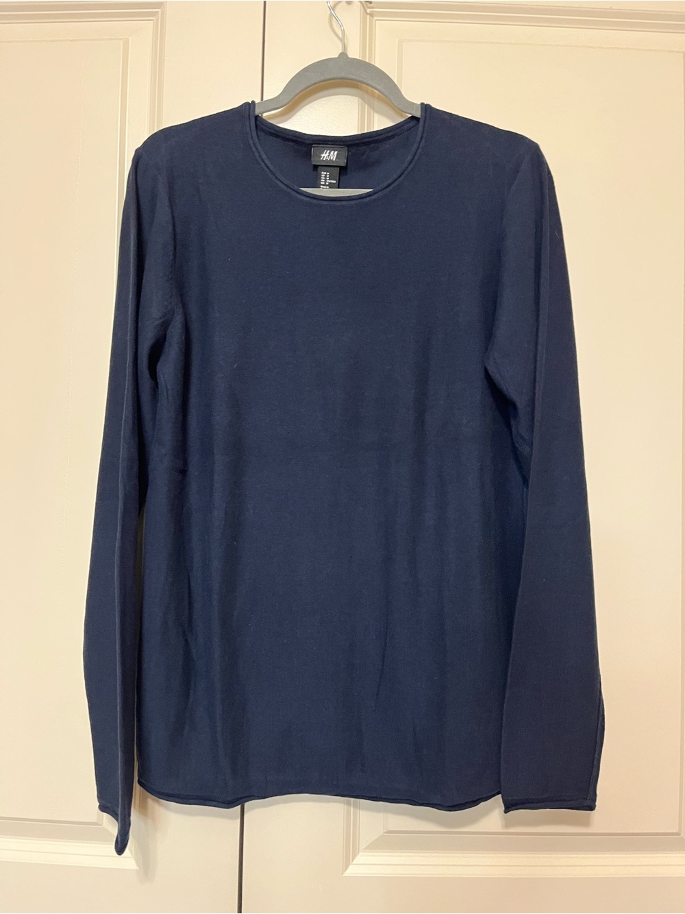 H&M Men’s Long-Sleeve Crew Neck Shirt - Dark Navy